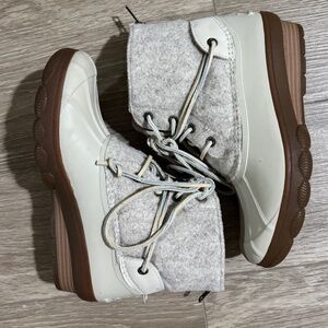 Sperry Saltwater Wedge Tide Wool Boots - Ivory - Size 6